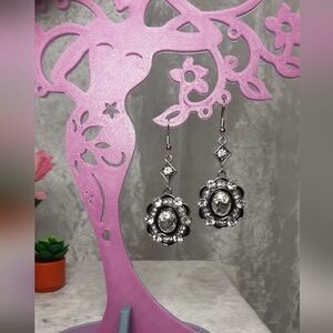 Handmade Black And Crystal Earrings